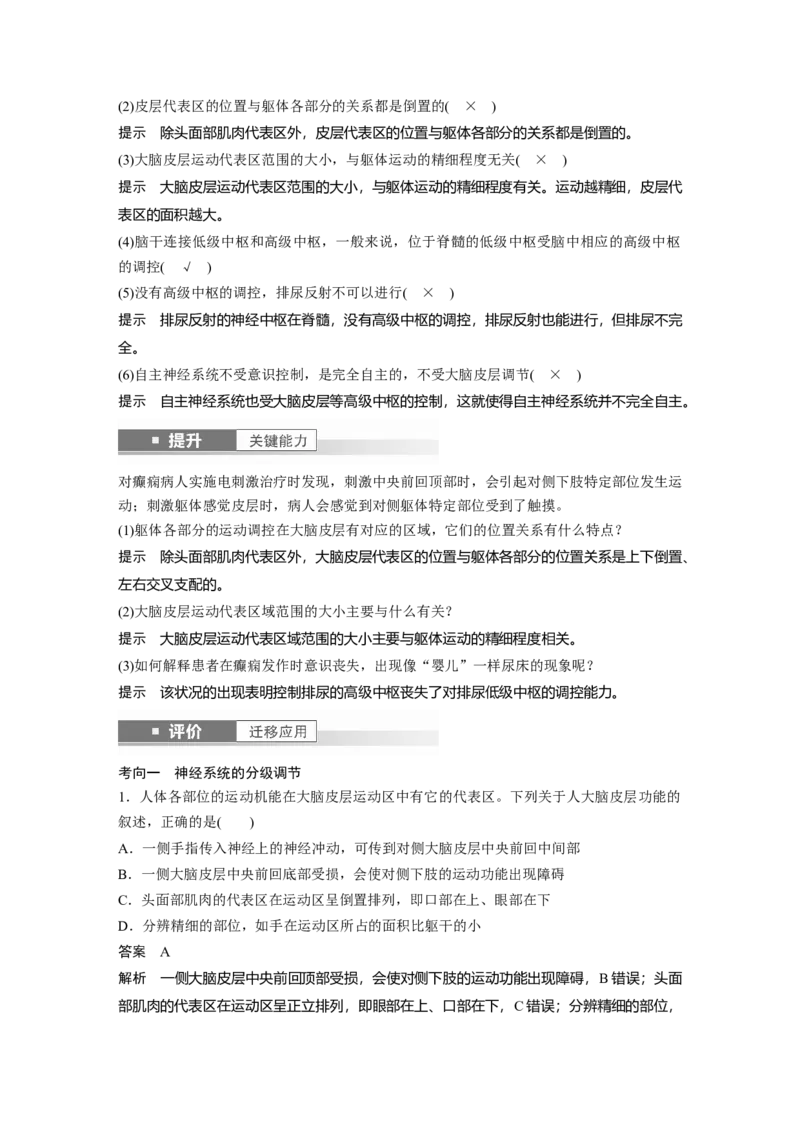 第八单元　第39课时　神经系统的分级调节及人脑的高级功能_2025年新高考资料_一轮复习_2025大一轮复习讲义+课件（完结）_2025大一轮复习讲义生物教师用书Word版文档整书