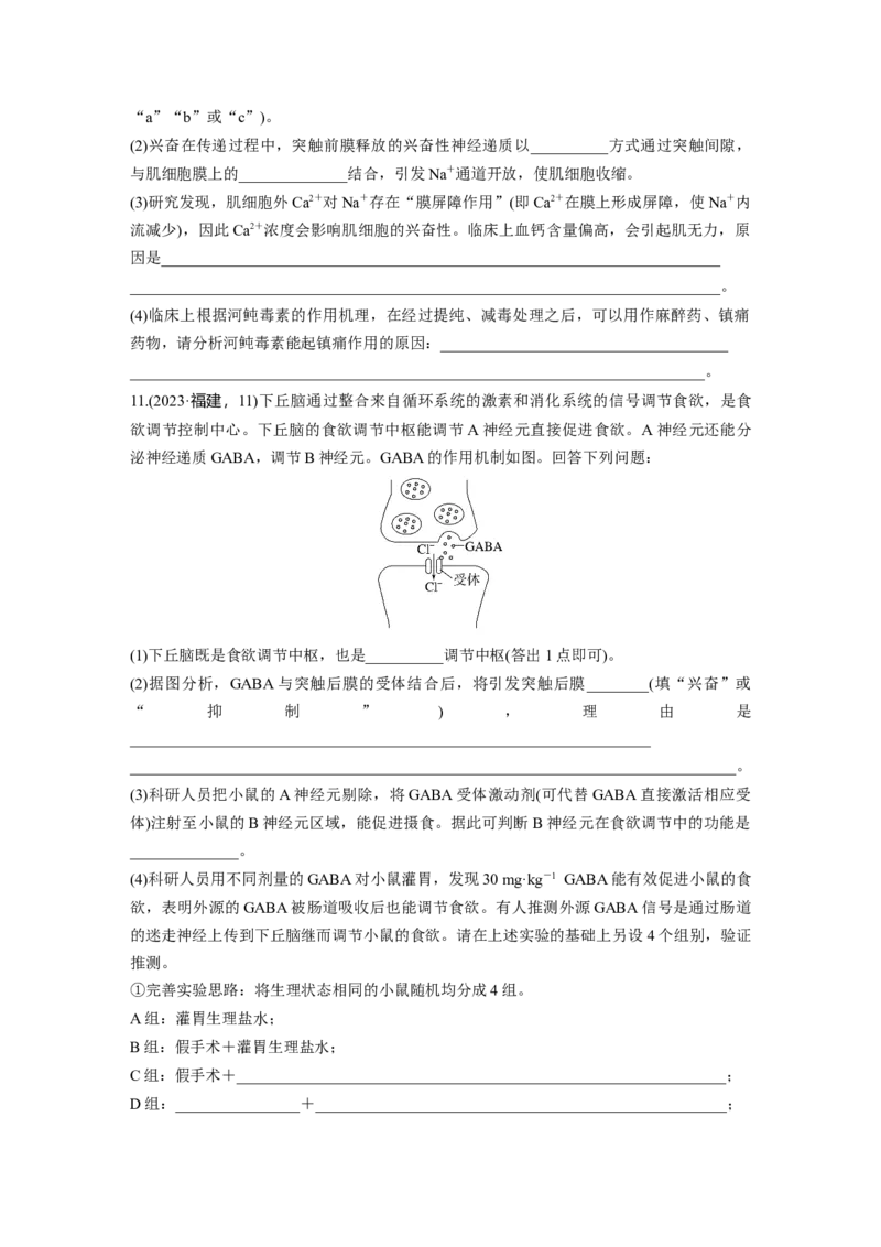 第八单元　课时练38　神经冲动的产生和传导_2025年新高考资料_一轮复习_2025大一轮复习讲义+课件（完结）_2025大一轮复习讲义生物学生用书Word版文档整书_2025一轮复习73练