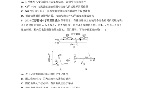 第八单元　课时练38　神经冲动的产生和传导_2025年新高考资料_一轮复习_2025大一轮复习讲义+课件（完结）_2025大一轮复习讲义生物学生用书Word版文档整书_2025一轮复习73练
