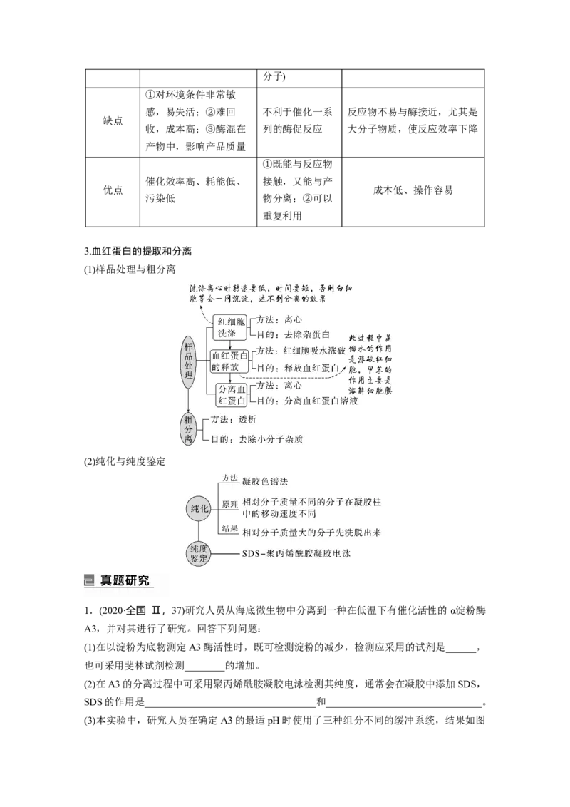 第一篇专题十考点二　酶的应用及蛋白质的提取与分离_通用版（老高考）复习资料_2023年复习资料_二轮复习_2023年高考生物二轮复习讲义+课件（全国版）_学生版_大二轮专题复习讲义