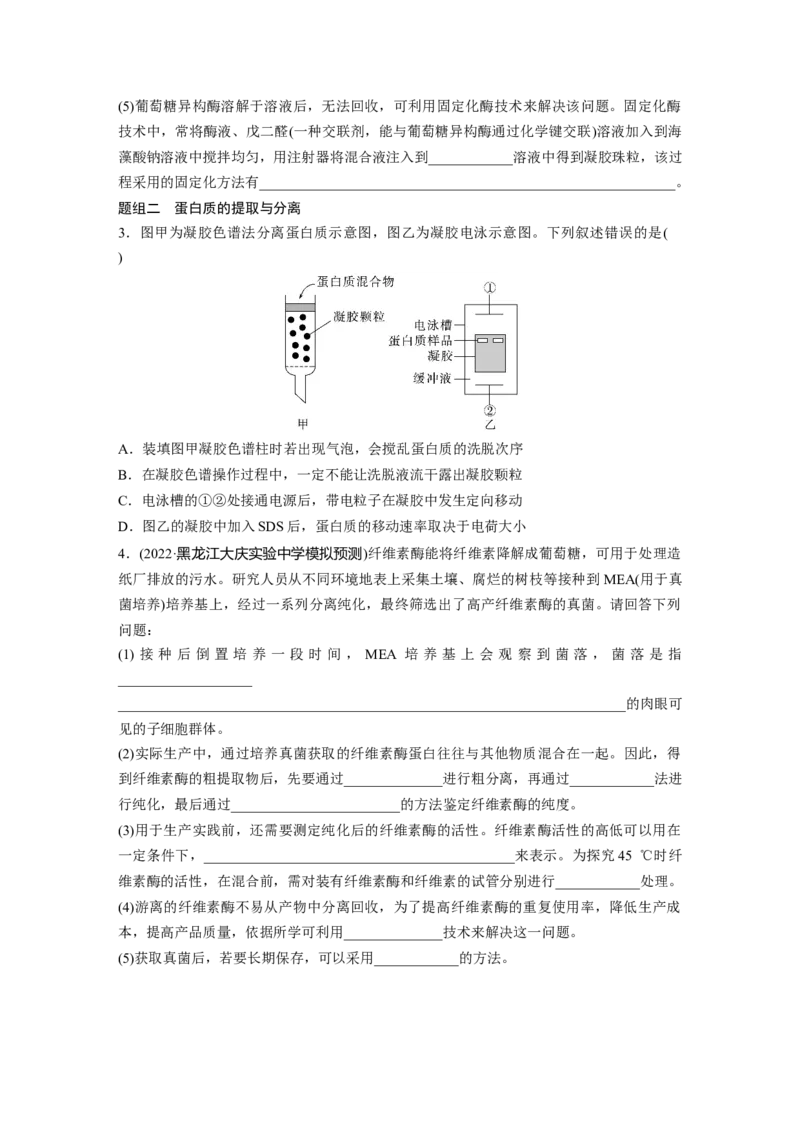 第一篇专题十考点二　酶的应用及蛋白质的提取与分离_通用版（老高考）复习资料_2023年复习资料_二轮复习_2023年高考生物二轮复习讲义+课件（全国版）_学生版_大二轮专题复习讲义