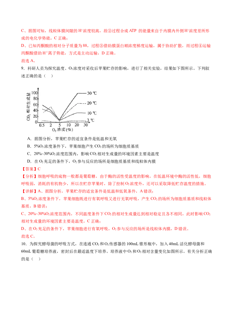 第三单元细胞的能量供应和利用（测试）（解析版）_2025年新高考资料_一轮复习_2025年高考生物一轮复习讲练测（新教材新高考）