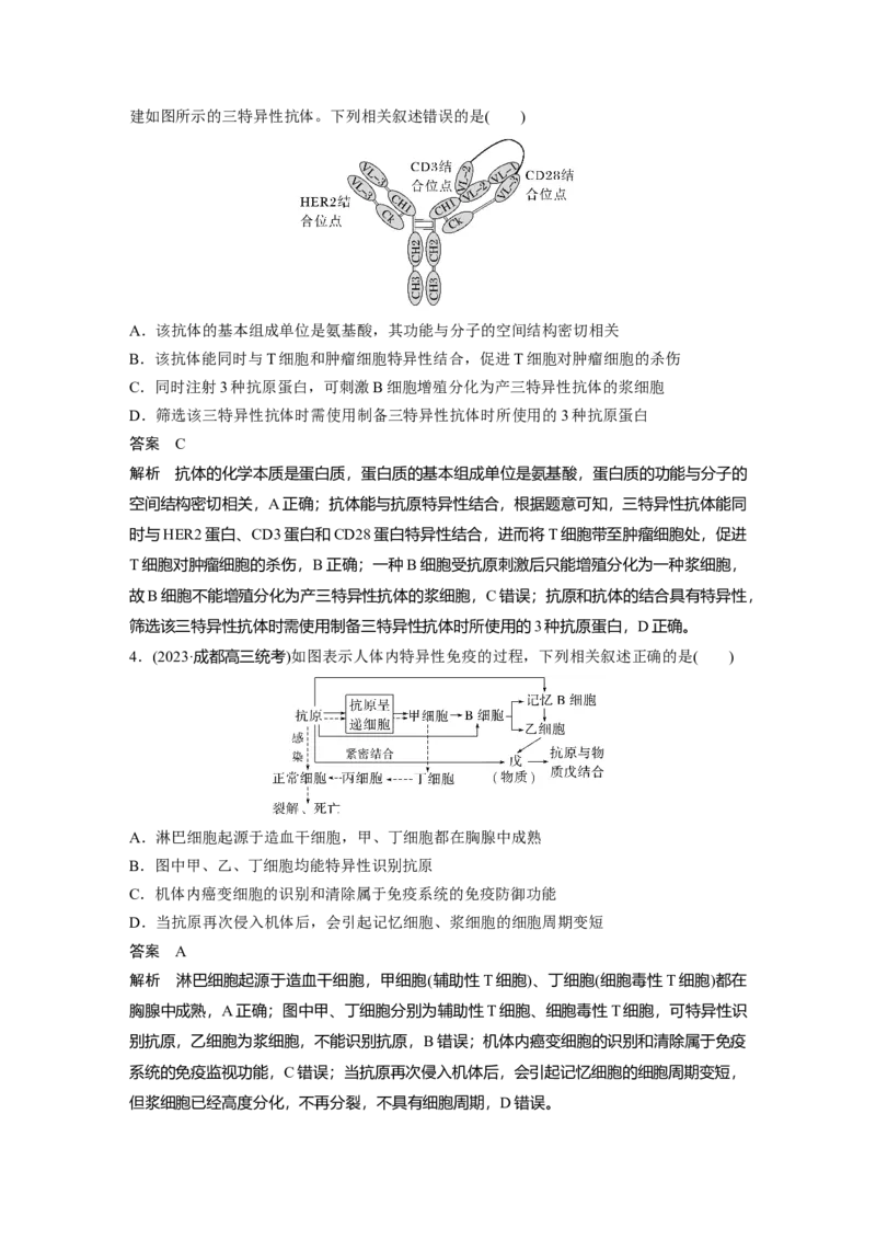 第八单元　第42课时　免疫系统的组成、功能及特异性免疫_2025年新高考资料_一轮复习_2025大一轮复习讲义+课件（完结）_2025大一轮复习讲义生物教师用书Word版文档整书
