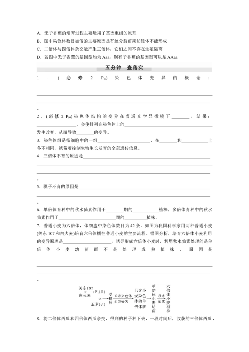 第七单元　第34课时　染色体变异_2025年新高考资料_一轮复习_2025大一轮复习讲义+课件（完结）_2025大一轮复习讲义生物学生用书Word版文档整书_2025大一轮复习讲义