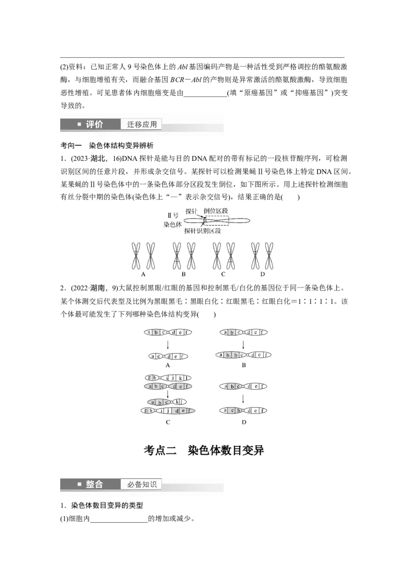 第七单元　第34课时　染色体变异_2025年新高考资料_一轮复习_2025大一轮复习讲义+课件（完结）_2025大一轮复习讲义生物学生用书Word版文档整书_2025大一轮复习讲义