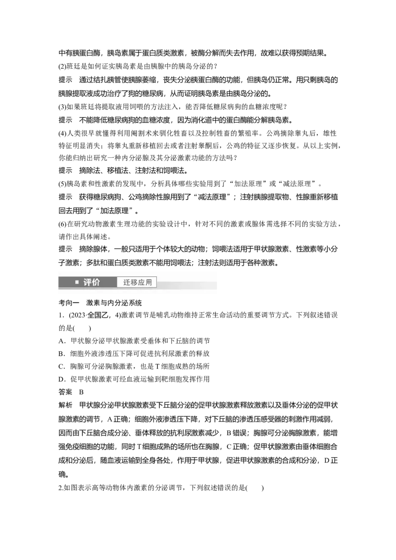 第八单元　第40课时　激素与内分泌调节及激素调节的过程_2025年新高考资料_一轮复习_2025大一轮复习讲义+课件（完结）_2025大一轮复习讲义生物教师用书Word版文档整书