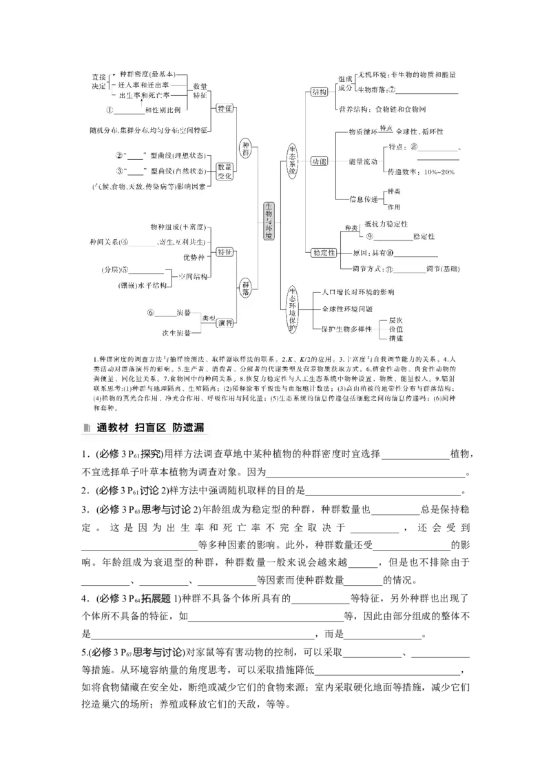 第一篇专题七考点一　种群和群落_通用版（老高考）复习资料_2023年复习资料_二轮复习_2023年高考生物二轮复习讲义+课件（全国版）_2023年高考生物二轮复习讲义（全国版）_学生版