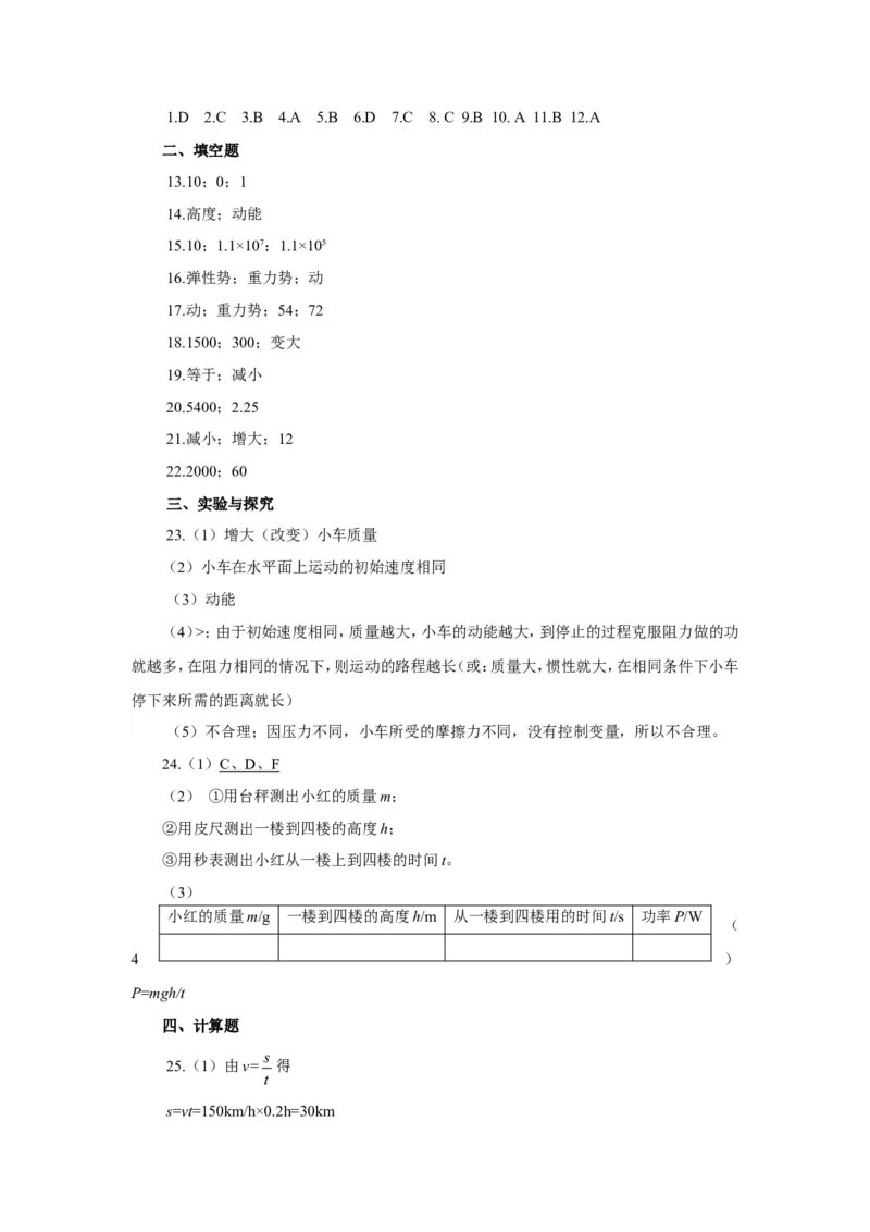 第十一章《功和机械能》测试题含答案_初物_1初中物理