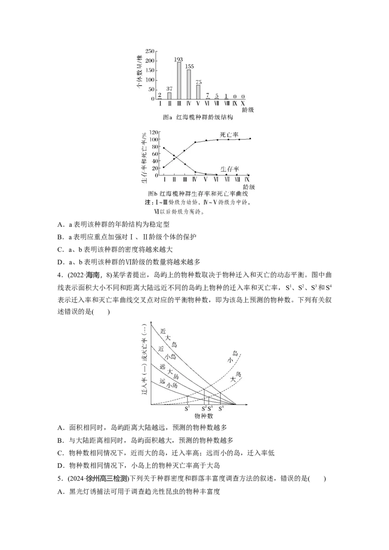 第九单元　课时练47　种群的数量特征_2025年新高考资料_一轮复习_2025大一轮复习讲义+课件（完结）_2025大一轮复习讲义生物学生用书Word版文档整书_2025一轮复习73练
