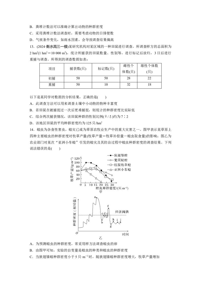第九单元　课时练47　种群的数量特征_2025年新高考资料_一轮复习_2025大一轮复习讲义+课件（完结）_2025大一轮复习讲义生物学生用书Word版文档整书_2025一轮复习73练