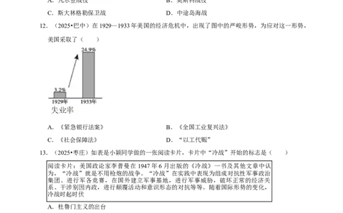 2026年中考历史一轮复习世界现代史（含解析）_8历史中考复习_2026年中考复习（更新中）_备考2026中考历史一轮专题复习卷