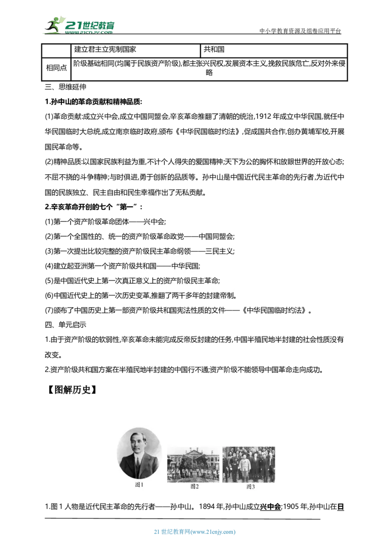 14第十四单元资产阶级民主革命与中华民国的建立(第8-11课)中考历史总复习讲练学案（含解析）_8历史中考复习_2023年中考复习资料_专项复习