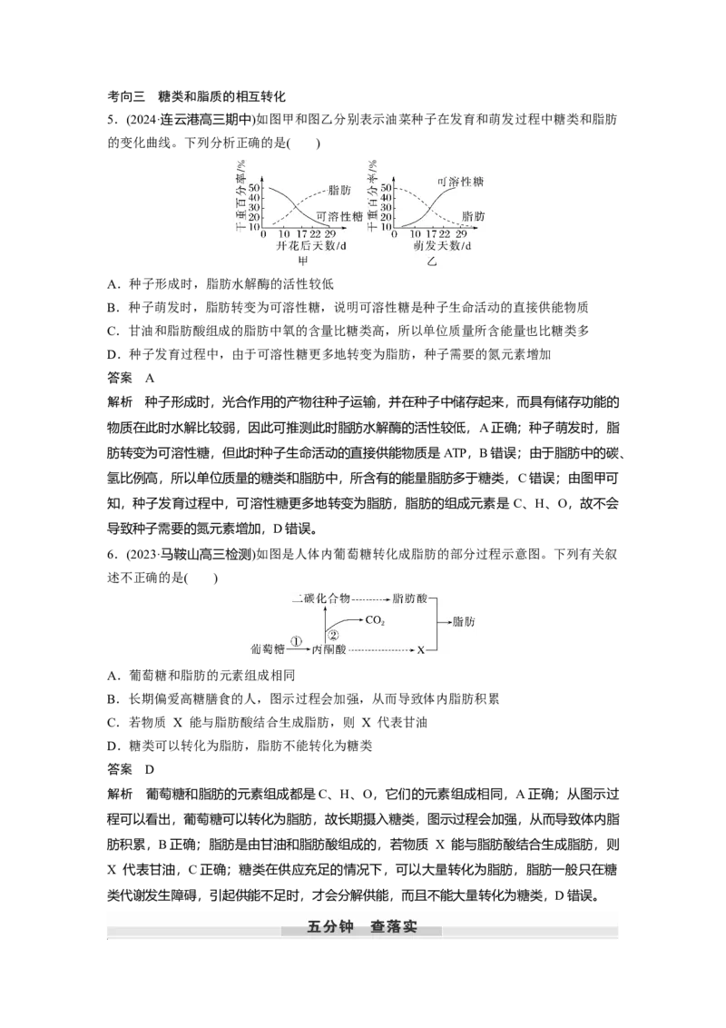 第一单元　第3课时　细胞中的糖类和脂质_2025年新高考资料_一轮复习_2025大一轮复习讲义+课件（完结）_2025大一轮复习讲义生物教师用书Word版文档整书_配套Word版文档第一~二单元