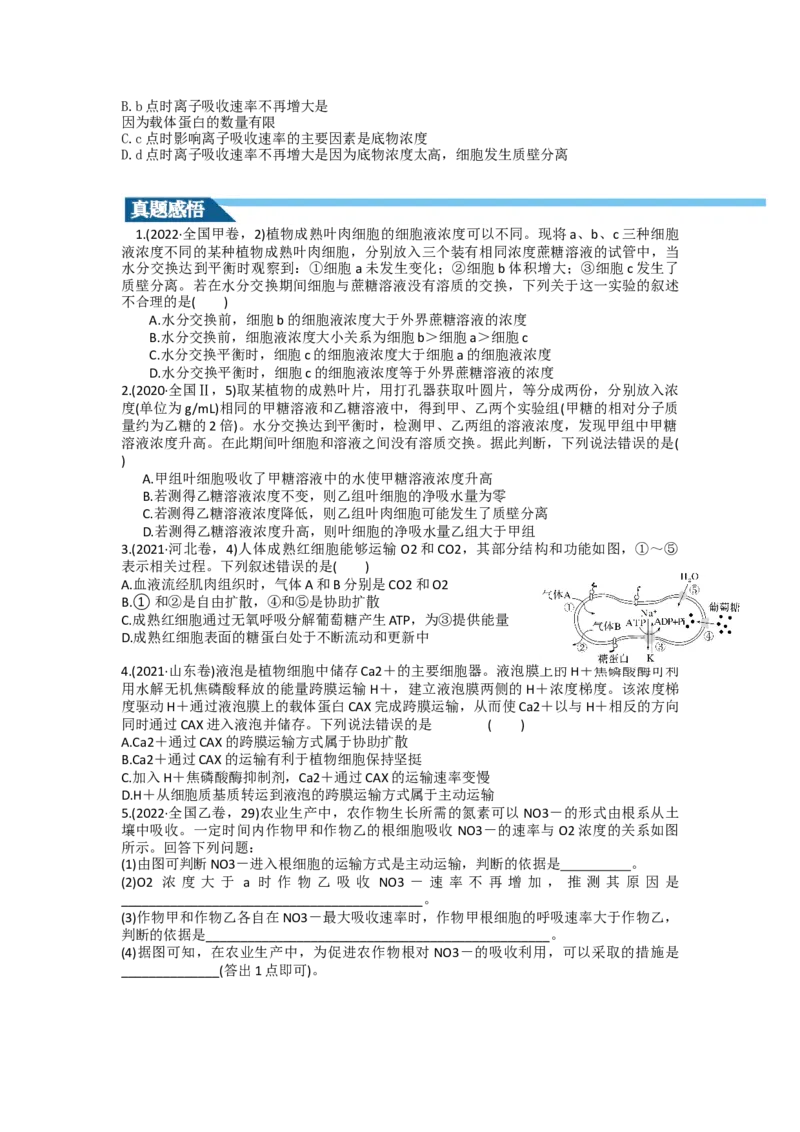 第7讲物质运输（讲义）（学生版）_新高考复习资料_2024年新高考复习资料_一轮复习资料_完2024年高考生物一轮复习讲练测(课件+讲义+练习)（新高考）_讲义+练习