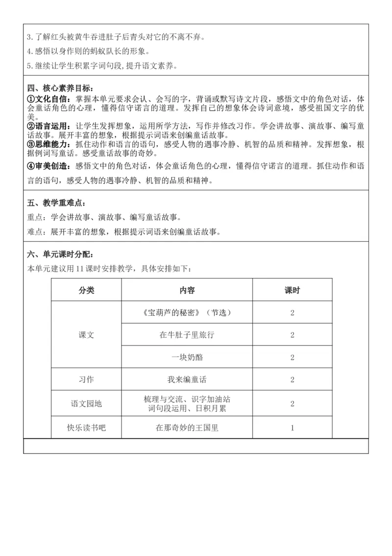（新版）（新教材）部编人教版3年级上册语文第4单元核心素养教案（教学反思无内容+二次备课版）_三年级上册_单元教案