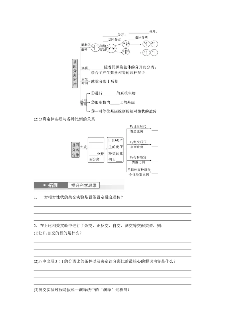 第5单元　第1课时　分离定律的发现_新高考复习资料_2024年新高考复习资料_一轮复习资料_完2024生物步步高大一轮复习（课件+讲义）_2024年高考生物一轮复习讲义（新人教版）