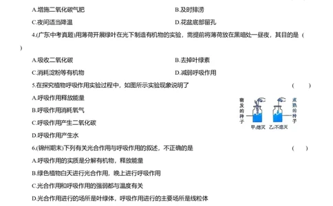 2026年中考生物复习专题练习：专题十四植物的光合作用和呼吸作用（含答案）_6生物中考复习_2026年中考复习（更新中）_2026年中考生物一轮复习专题练习（含答案）