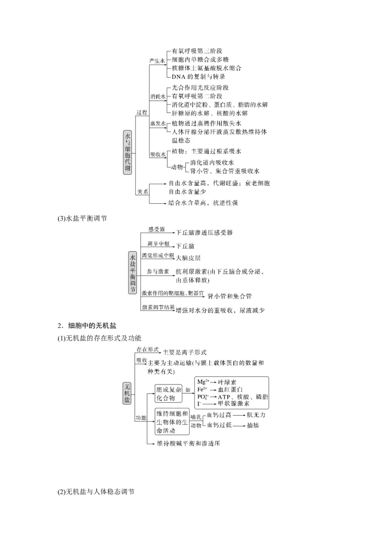 第一篇专题一考点一　水和无机盐_通用版（老高考）复习资料_2023年复习资料_二轮复习_2023年高考生物二轮复习讲义+课件（全国版）_2023年高考生物二轮复习讲义（全国版）_学生版