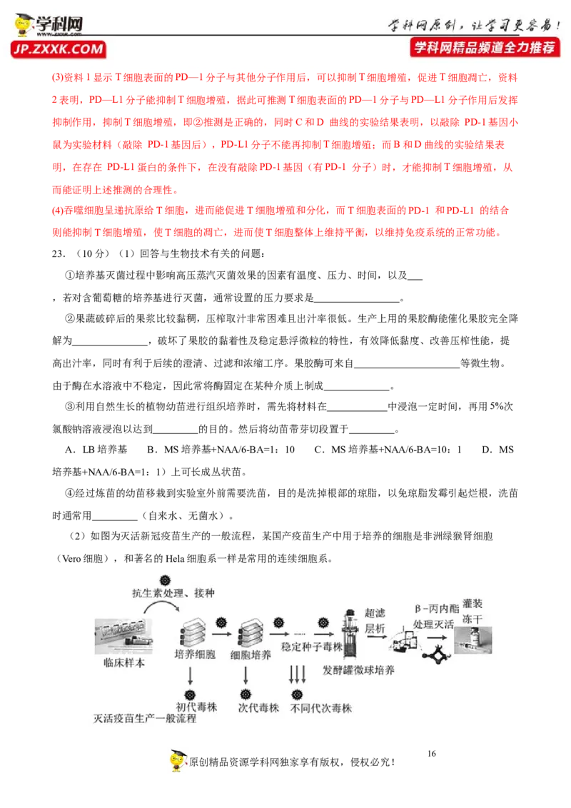 第八单元神经-激素-免疫调节网络构建（B卷能力提升练）-2023年高考生物一轮复习单元滚动双测卷（新高考专用）（解析版）_新高考复习资料_2023年新高考复习资料_一轮复习
