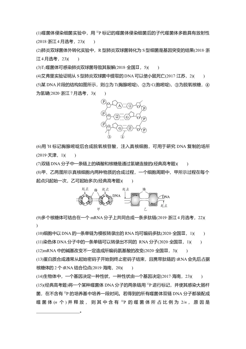 第一篇专题五考点一　基因的本质和表达_通用版（老高考）复习资料_2023年复习资料_二轮复习_2023年高考生物二轮复习讲义+课件（全国版）_2023年高考生物二轮复习讲义（全国版）_学生版