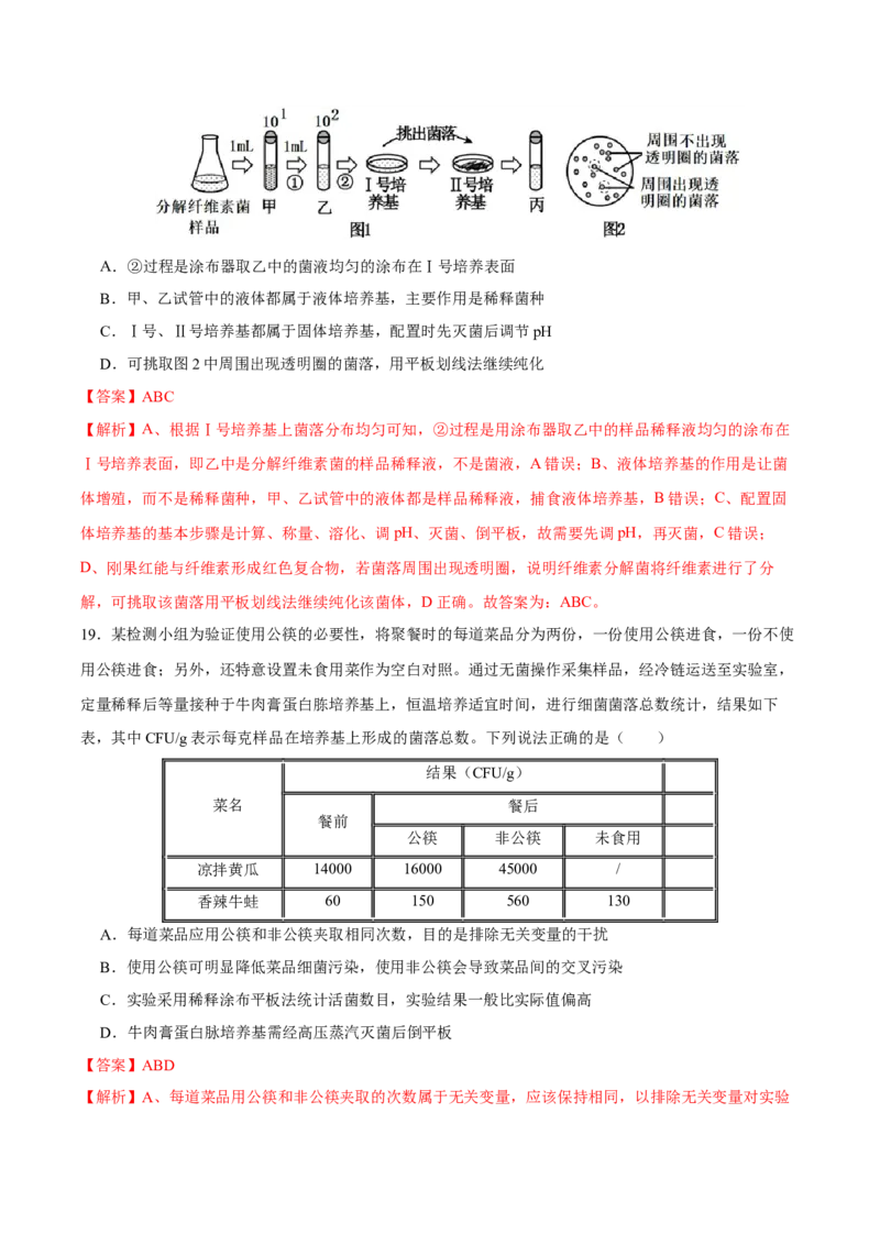 第十二单元发酵工程（B卷能力提升练）-2023年高考生物一轮复习单元滚动双测卷（新高考专用）（解析版）_新高考复习资料_2023年新高考复习资料_一轮复习