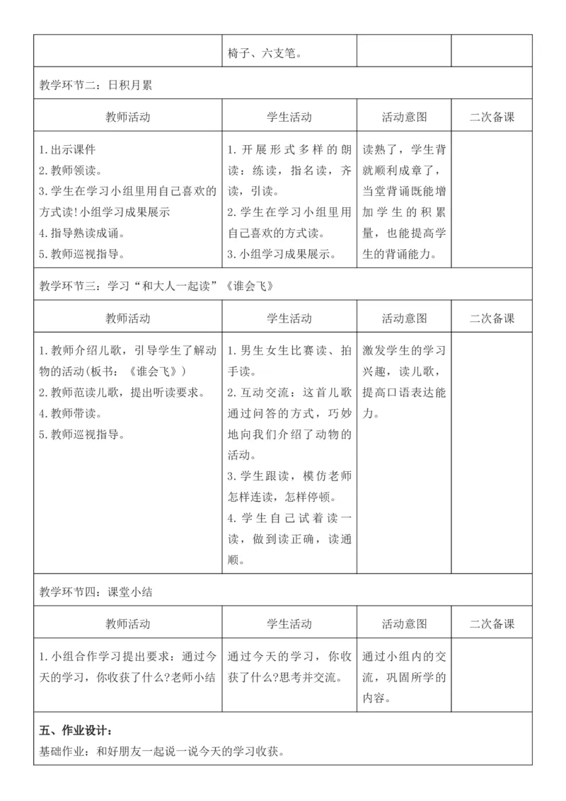 2025年秋期部编人教版1年级上册语文全册核心素养教案（教学反思有内容+二次备课版）_一年级上册