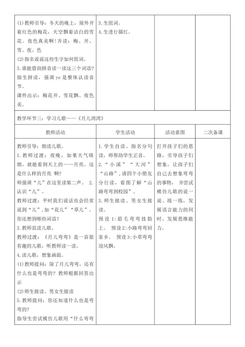 2025年秋期部编人教版1年级上册语文全册核心素养教案（教学反思有内容+二次备课版）_一年级上册