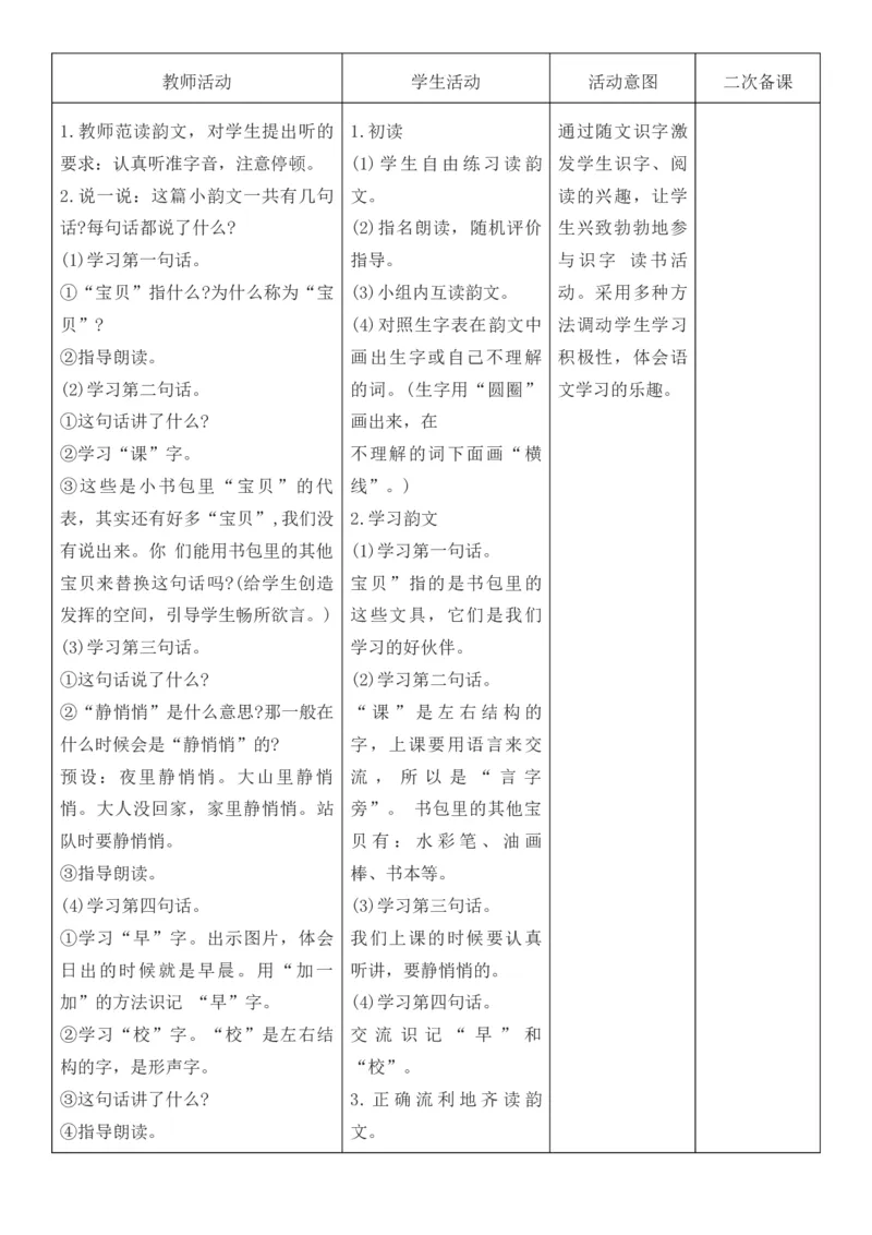 2025年秋期部编人教版1年级上册语文全册核心素养教案（教学反思有内容+二次备课版）_一年级上册