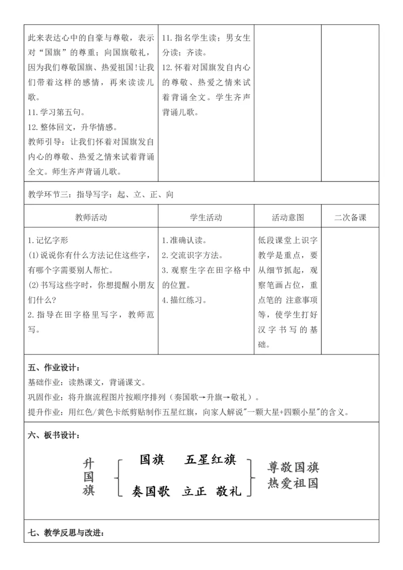 2025年秋期部编人教版1年级上册语文全册核心素养教案（教学反思有内容+二次备课版）_一年级上册