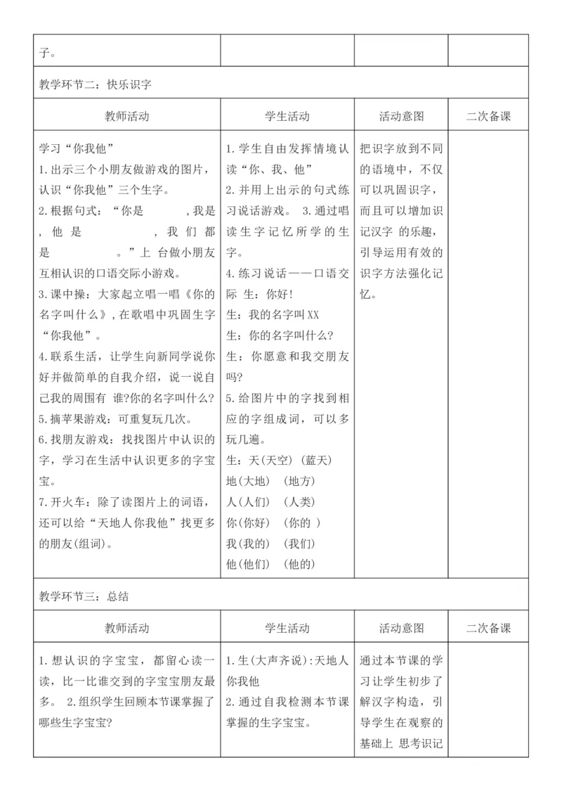 2025年秋期部编人教版1年级上册语文全册核心素养教案（教学反思有内容+二次备课版）_一年级上册