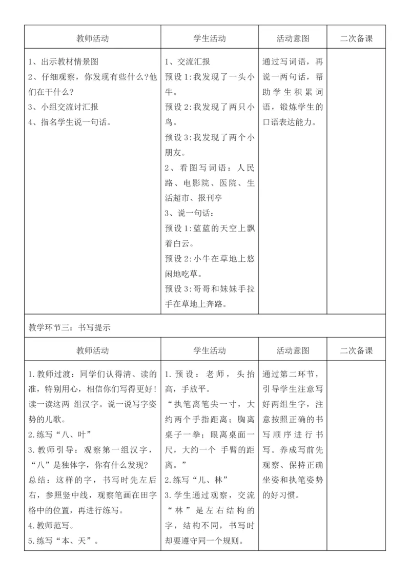 2025年秋期部编人教版1年级上册语文全册核心素养教案（教学反思有内容+二次备课版）_一年级上册