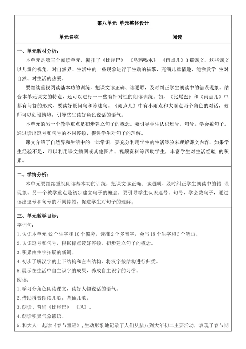2025年秋期部编人教版1年级上册语文全册核心素养教案（教学反思有内容+二次备课版）_一年级上册