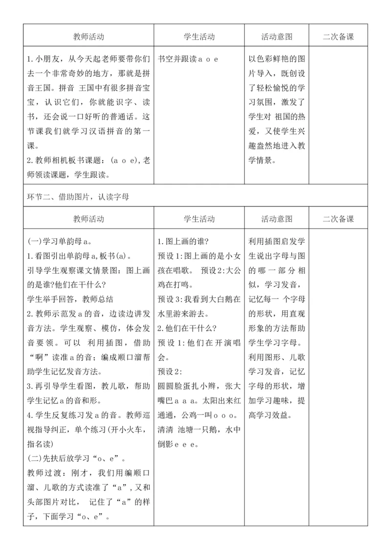 2025年秋期部编人教版1年级上册语文全册核心素养教案（教学反思有内容+二次备课版）_一年级上册