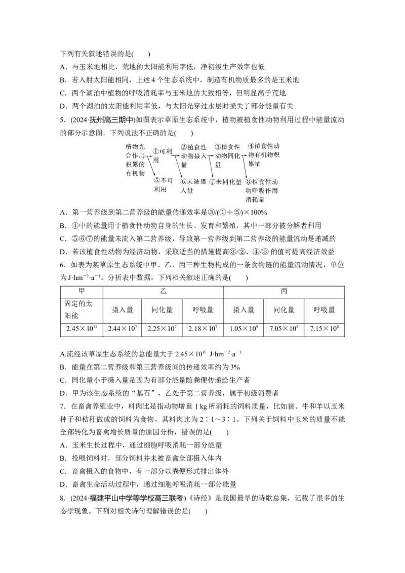 第九单元　课时练52　生态系统的能量流动_2025年新高考资料_一轮复习_2025大一轮复习讲义+课件（完结）_2025大一轮复习讲义生物学生用书Word版文档整书_2025一轮复习73练