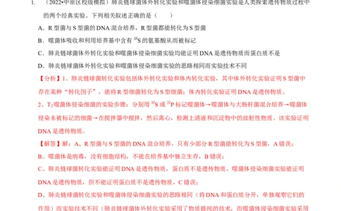 第6讲遗传的分子基础（检测）-2023年高考生物二轮复习讲练测（新教材专用）（解析版）_新高考复习资料_2023年新高考复习资料_二轮复习_2023年高考生物二轮复习讲练测（新教材专用）