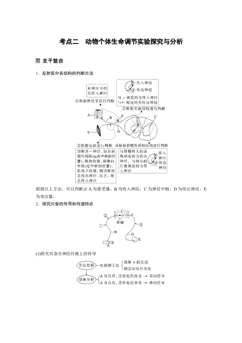 第一篇专题六考点二　动物个体生命调节实验探究与分析_通用版（老高考）复习资料_2023年复习资料_二轮复习_2023年高考生物二轮复习讲义+课件（全国版）_学生版_大二轮专题复习讲义