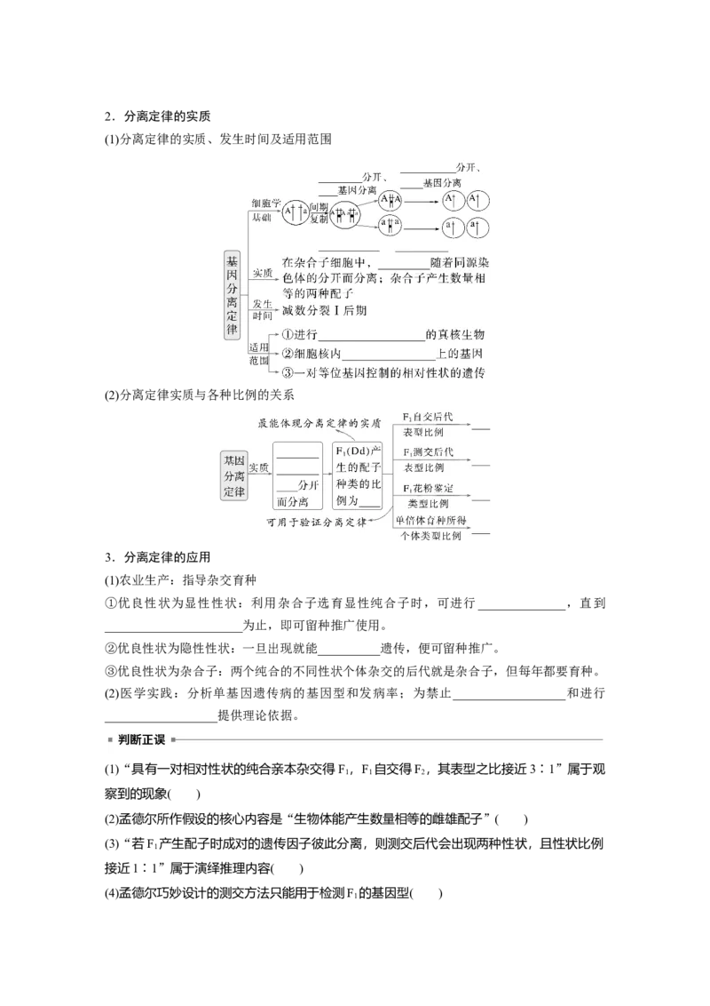 第五单元　第24课时　一对相对性状的杂交实验_新高考复习资料_2025年新高考资料_2025新高考一轮复习生物_2025大一轮复习讲义生物人教版学生用书Word版文档整书_2025大一轮复习讲义