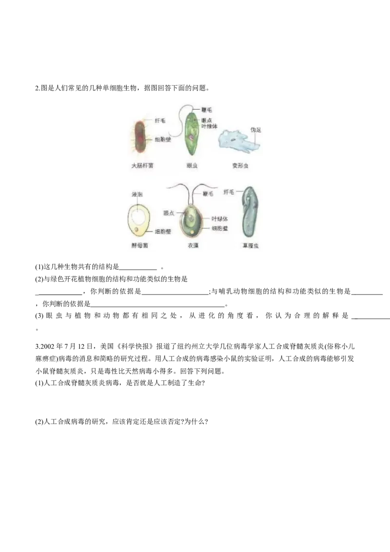 第一章走进细胞-查漏补缺2023年高考生物一轮复习教材必背细节与旁栏思考梳理汇总（新教材）（填空版）_新高考复习资料_2023年新高考复习资料_一轮复习