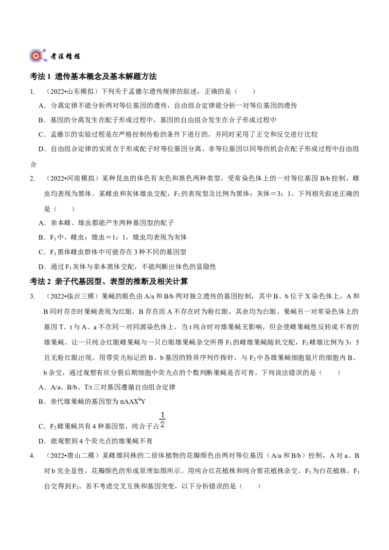 第7讲遗传的基本规律与伴性遗传（讲练）（原卷版）_新高考复习资料_2023年新高考复习资料_二轮复习_2023年高考生物二轮复习讲练测（新教材专用）
