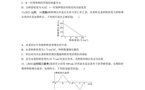 第九单元　课时练48　种群数量的变化及其影响因素_2025年新高考资料_一轮复习_2025大一轮复习讲义+课件（完结）_2025大一轮复习讲义生物学生用书Word版文档整书_2025一轮复习73练