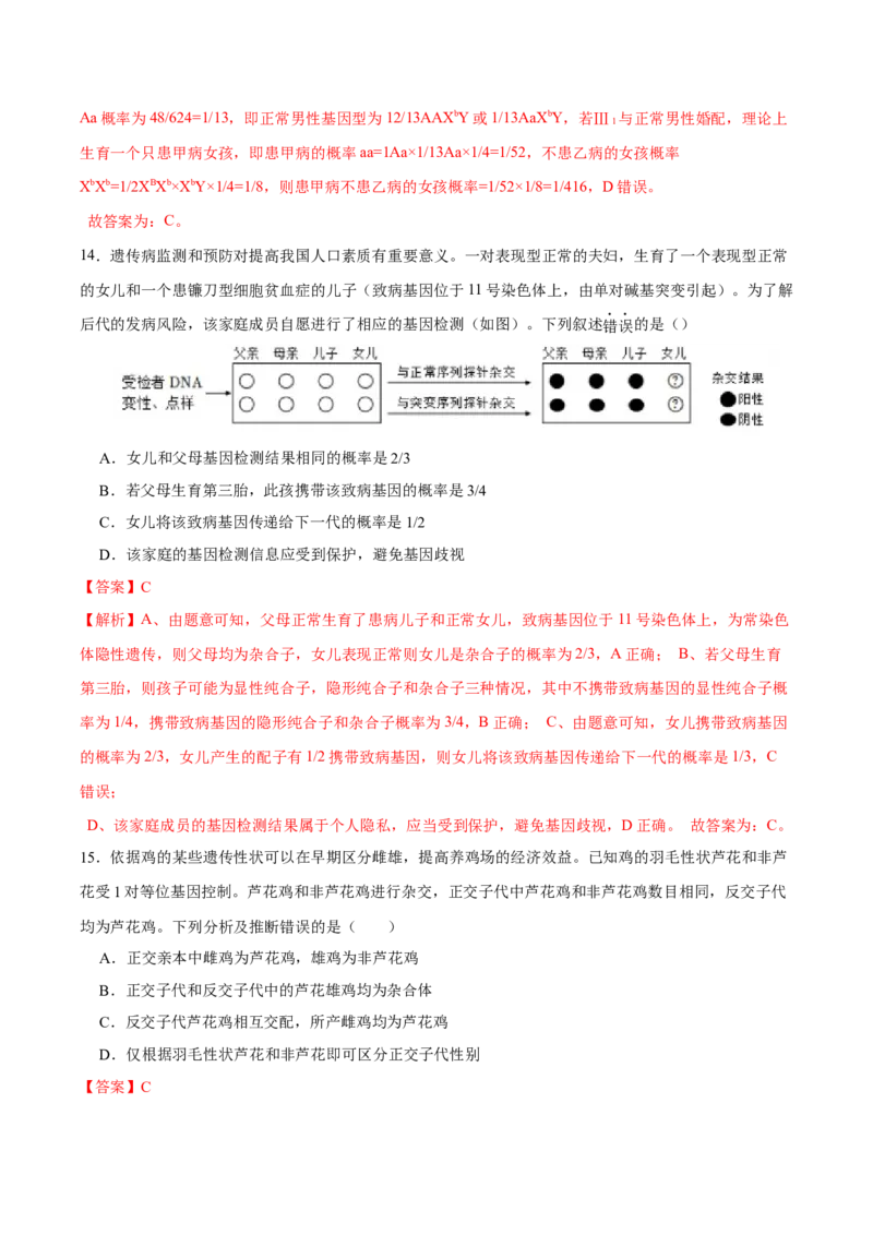 第六单元伴性遗传及其人类遗传病剖析（A卷新题基础练）-2023年高考生物一轮复习单元滚动双测卷（新高考专用）（解析版）_新高考复习资料_2023年新高考复习资料_一轮复习