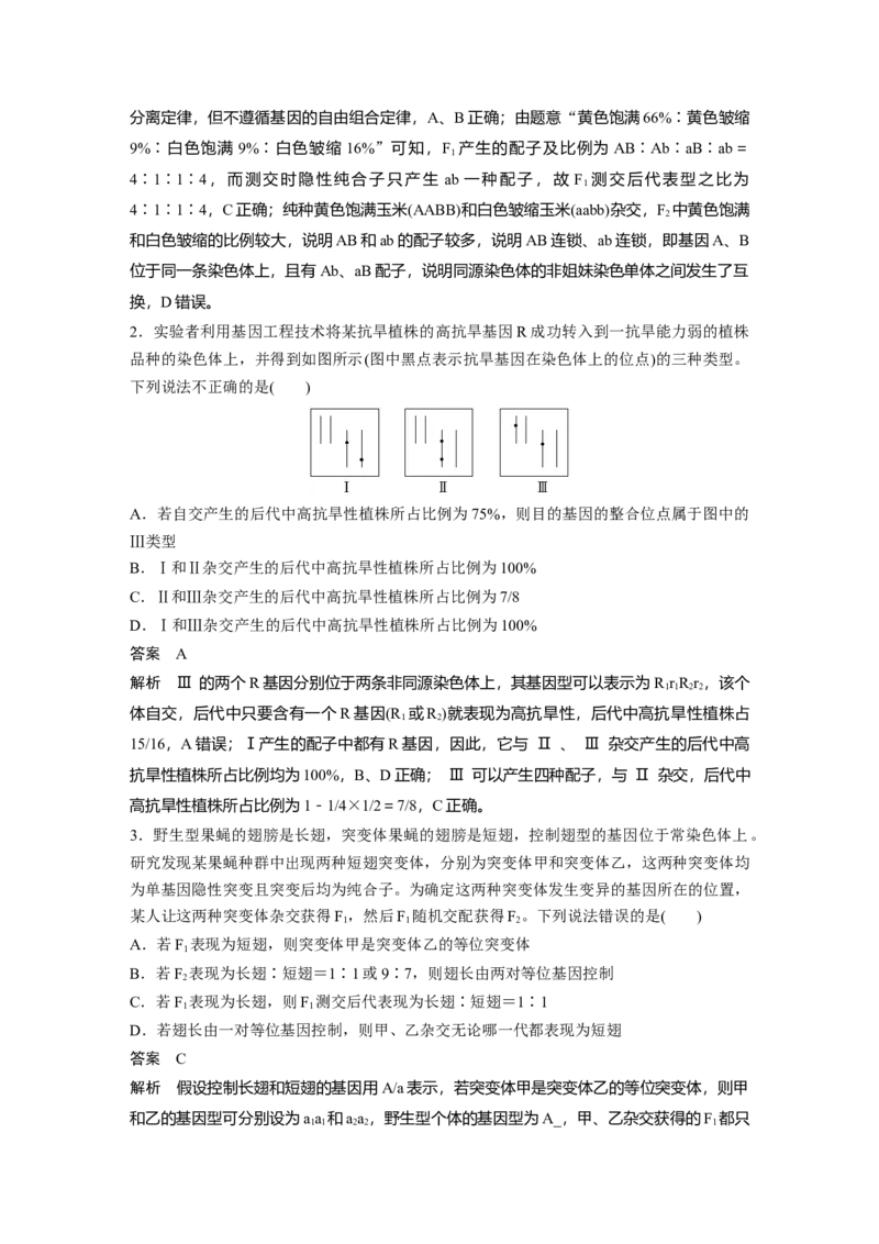 第五单元　专题突破7　探究不同对基因在常染色体上的位置_2025年新高考资料_一轮复习_2025大一轮复习讲义+课件（完结）_2025大一轮复习讲义生物教师用书Word版文档整书