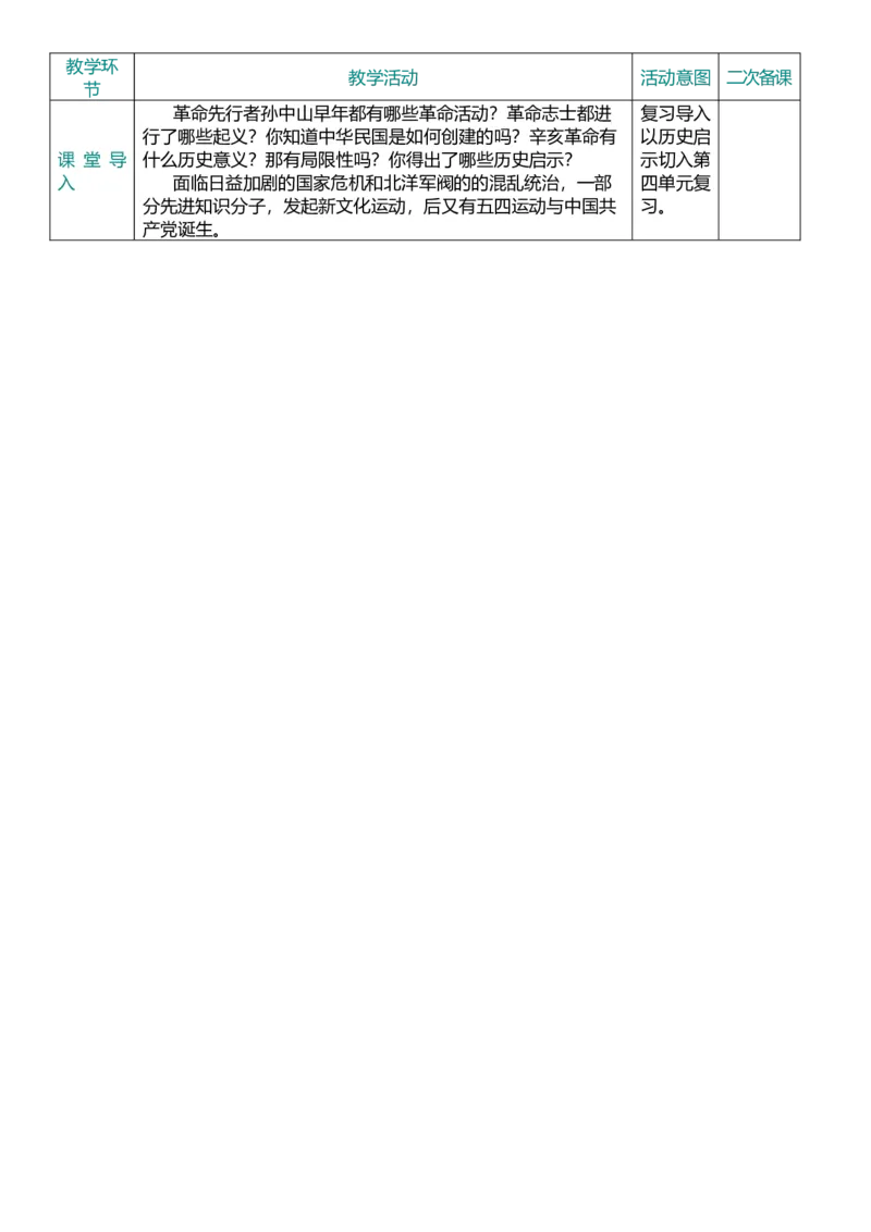 11新民主主义革命的开始（教案）_8历史中考复习_2026年中考复习（更新中）_2026中考历史一轮复习课件+教案+单元测试卷_教案
