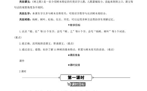 2树之歌精华版教案_二年级上册_赠送资料-25年秋期课件+教案_第二单元_识字2树之歌