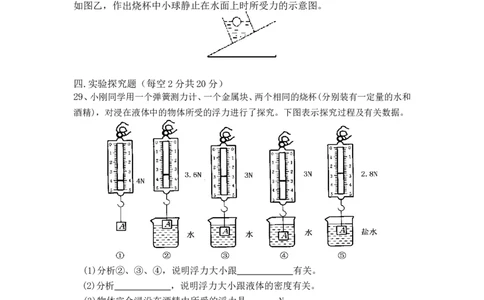 第十章浮力单元测试题(附答案)_初物_1初中物理