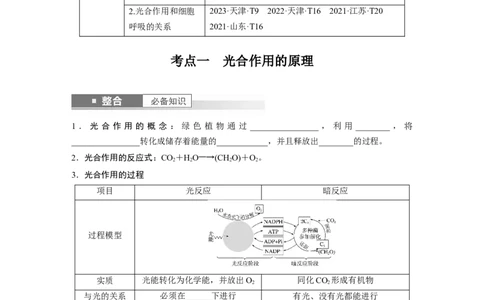 第三单元　第16课时　光合作用的原理_2025年新高考资料_一轮复习_2025大一轮复习讲义+课件（完结）_2025大一轮复习讲义生物学生用书Word版文档整书_2025大一轮复习讲义