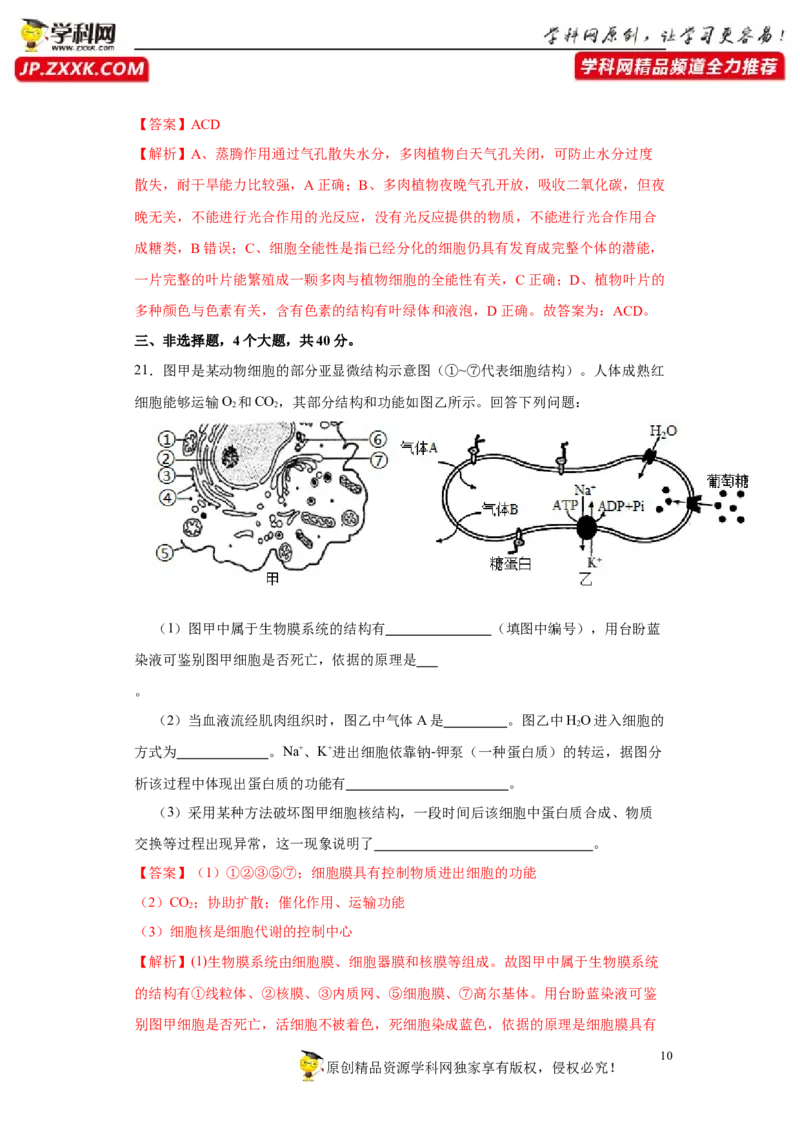 第二单元光合作用和细胞呼吸的综合（A卷新题基础练）-2022年高考生物一轮复习单元滚动双测卷（解析版）_新高考复习资料_2023年新高考复习资料_一轮复习