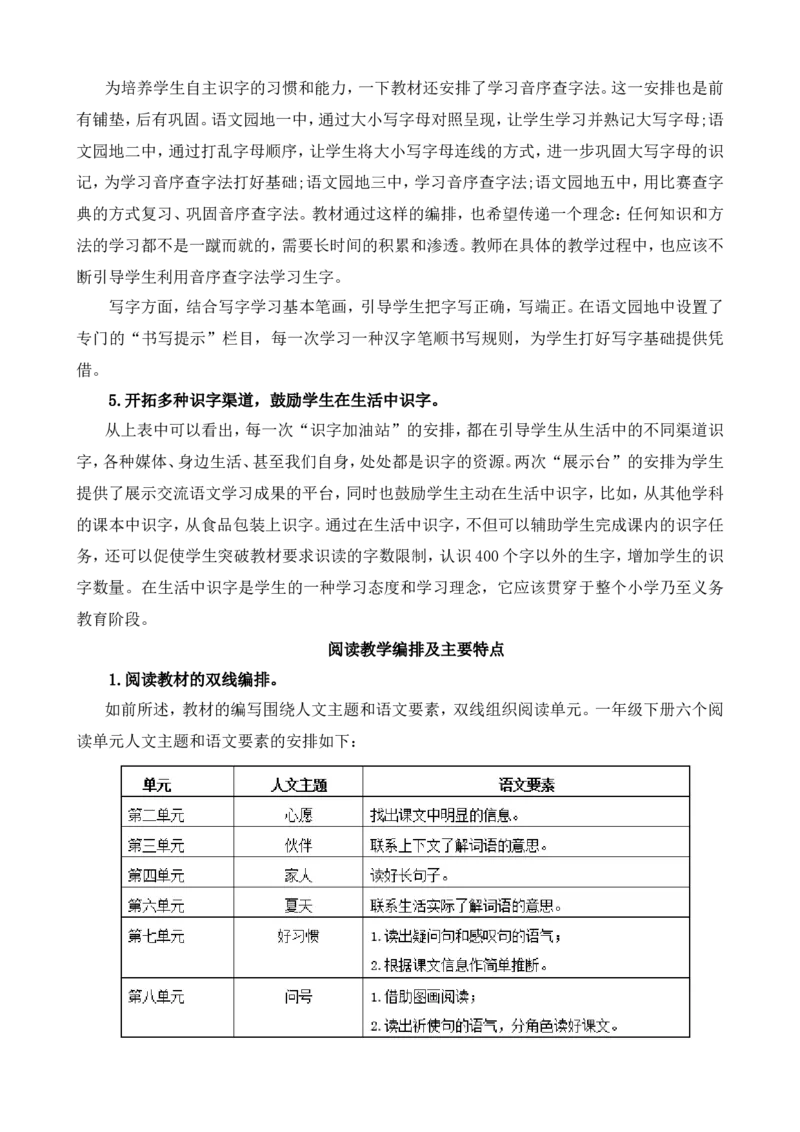 （赠送资料）部编版语文一年级下册教材分析与解读_部编人教版1年级下册语文_（赠送）旧版-1年级下册语文核心素养教案