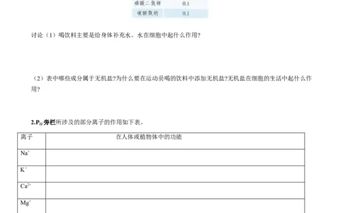 第二章组成细胞的分子-查漏补缺2023年高考生物一轮复习教材必背细节与旁栏思考梳理汇总（新教材）（填空版）_新高考复习资料_2023年新高考复习资料_一轮复习