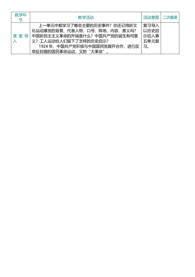 12从国共合作到国共对立（教案）_8历史中考复习_2026年中考复习（更新中）_2026中考历史一轮复习课件+教案+单元测试卷_教案